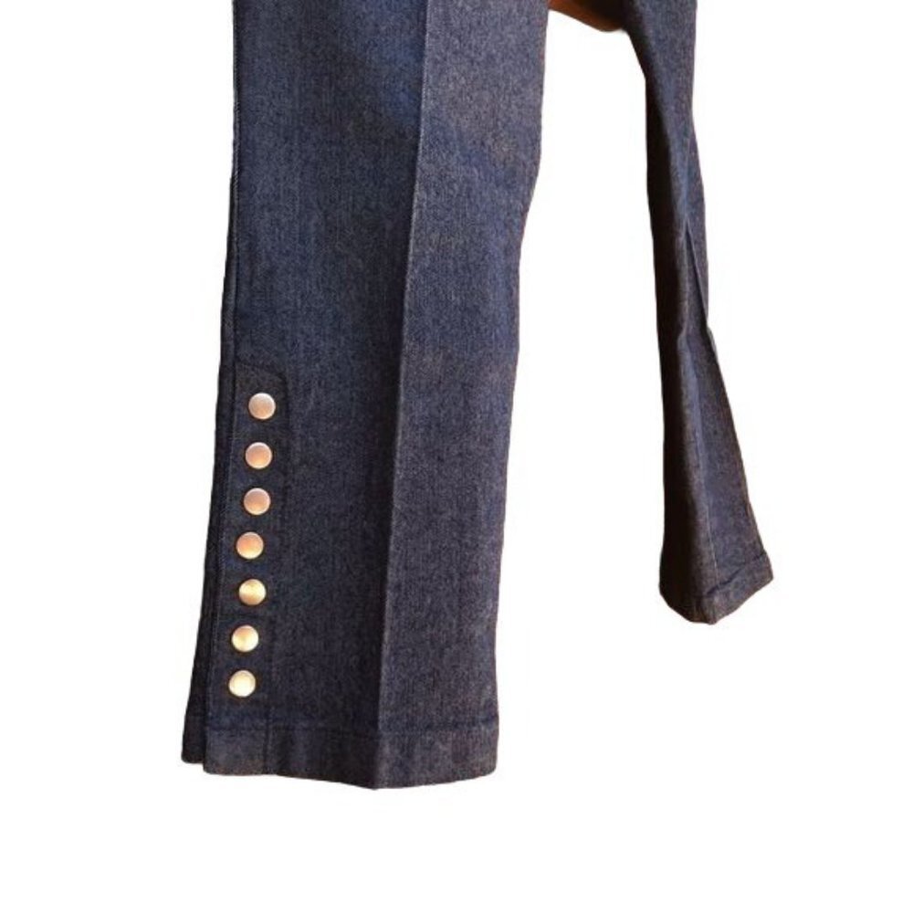 Salon Studio Side Button Elastic Waist Pull On Denim Style Pant Size L - Picture 5 of 8